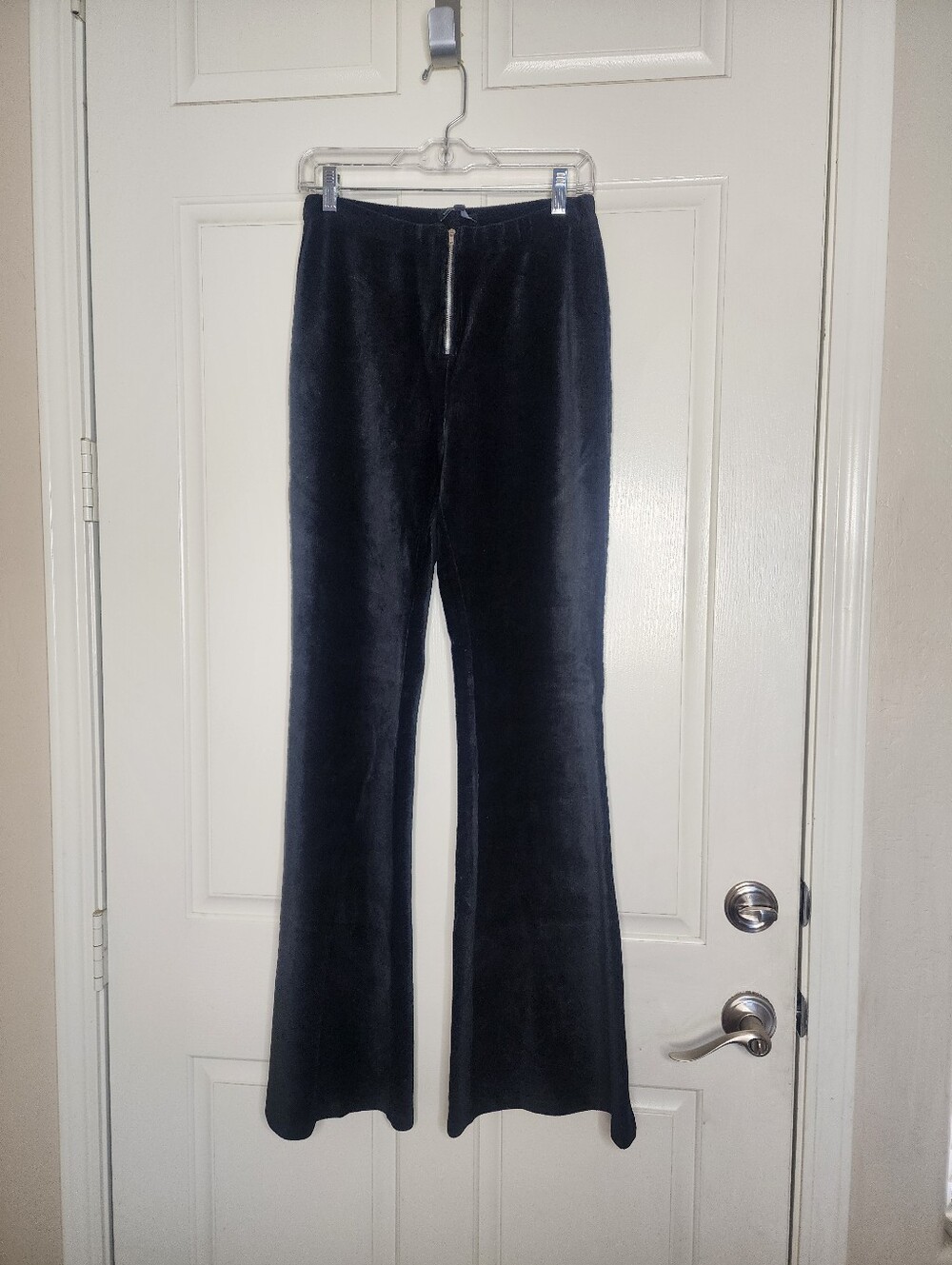 Cotton Candy LA High-Waisted Flare Pants Exposed Front Zipper Black Medium